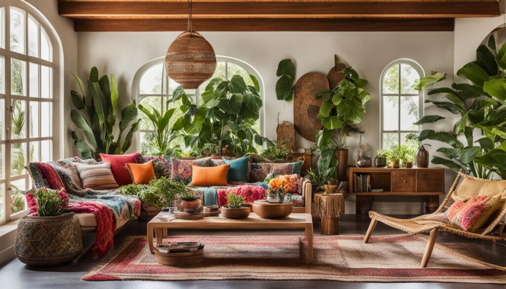 Bohemian and Tropical Living Room