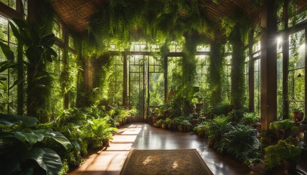 Indoor jungle with houseplants