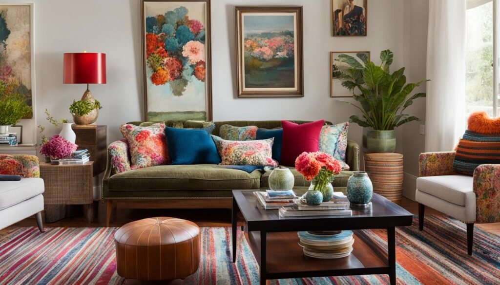 Mixing patterns in a living room design