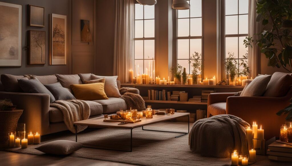 cozy living space with hygge art