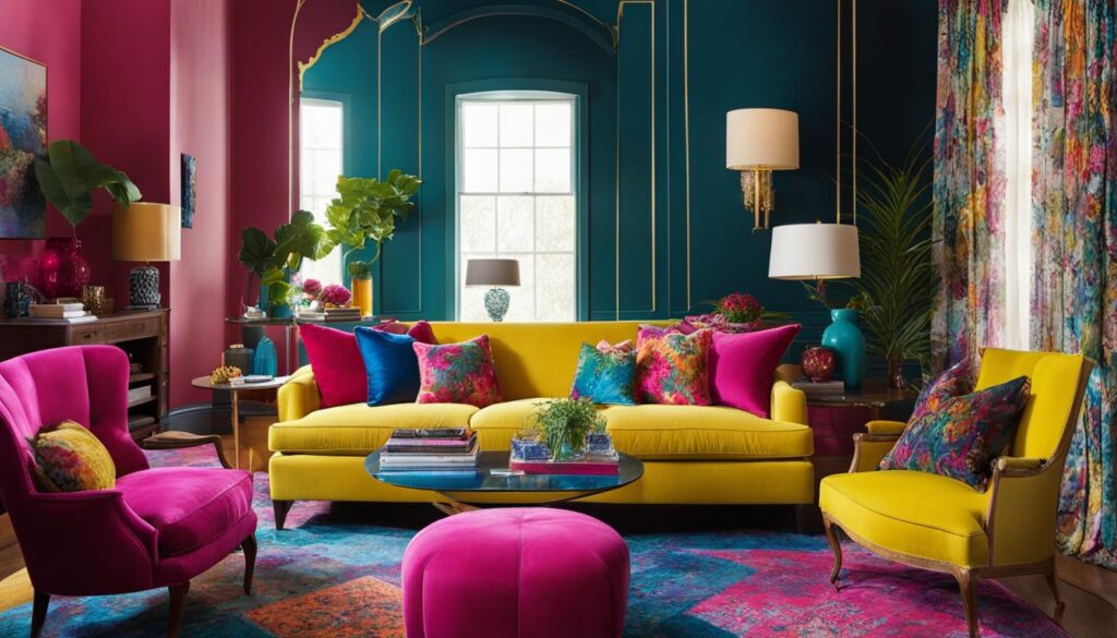 vibrant colors in living room