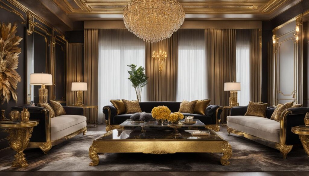 Gold accents in luxurious home decor