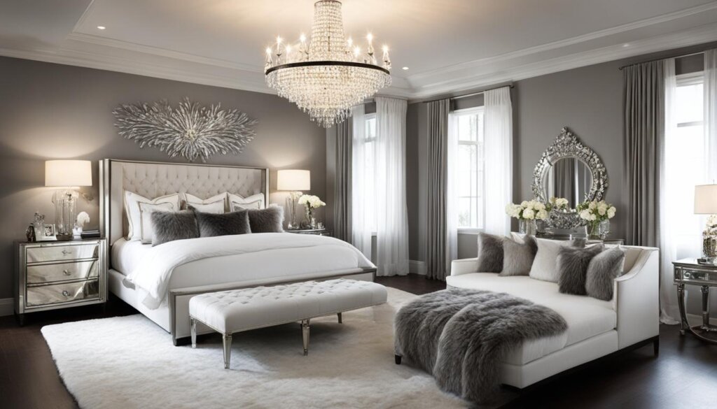 Hollywood Regency Bedroom - Crystal Chandelier