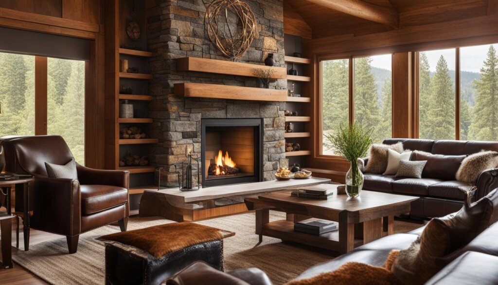 Stone Fireplace in a Contemporary Craftsman Home