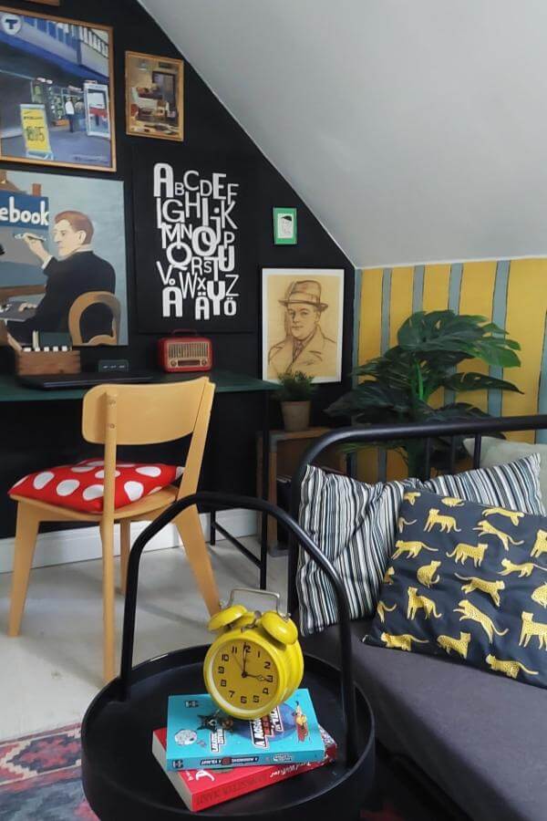 Vibrant wall art from @chalkpaint ignites creativity in a colorful teenage bedroom with splashes of bold patterns.