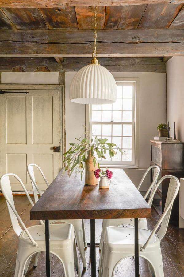 Rustic wooden table as cottagecore centerpiece from @lightscanada.ca. Warm, cozy, and natural cottagecore aesthetic.