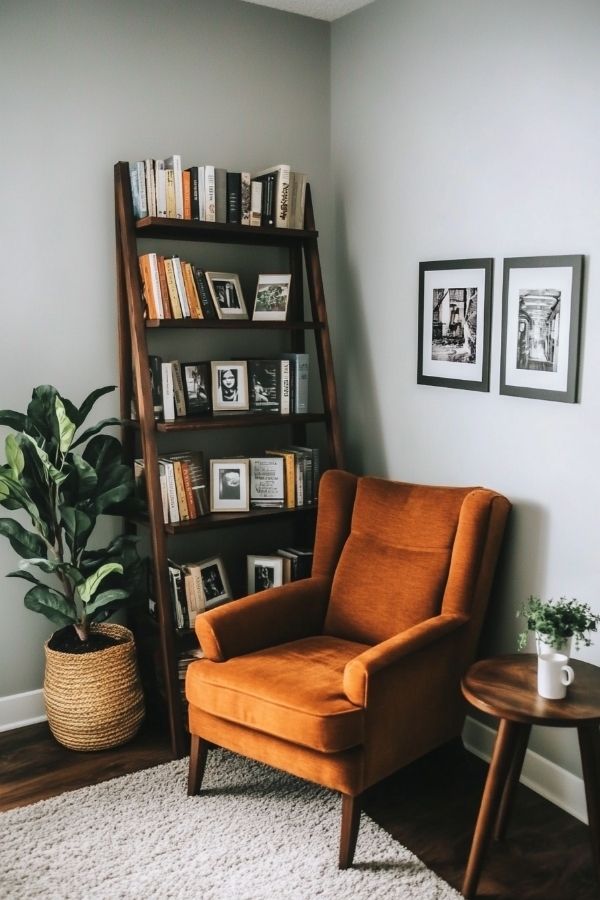 Cozy home library ideas: Warm lighting, plush seating, organized shelves, inviting ambiance.