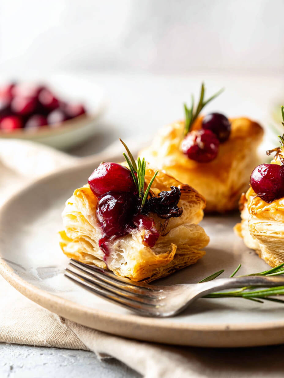 Cranberry Brie Puff Bites