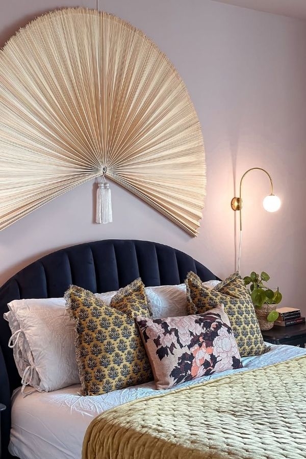 A Bohemian-inspired room featuring an elegant statement ceiling fan.