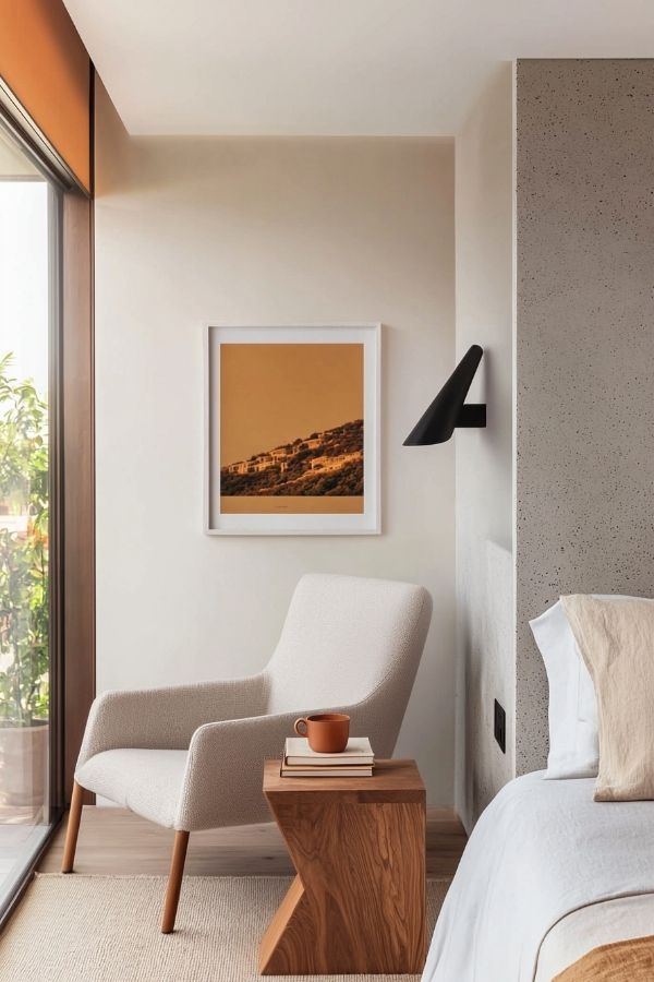 Cozy minimalist reading nook featuring natural light and simple decor.