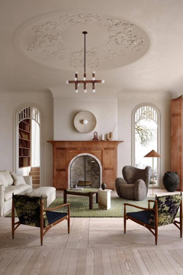 Elegant living room ideas: blending architectural elegance with natural warmth.