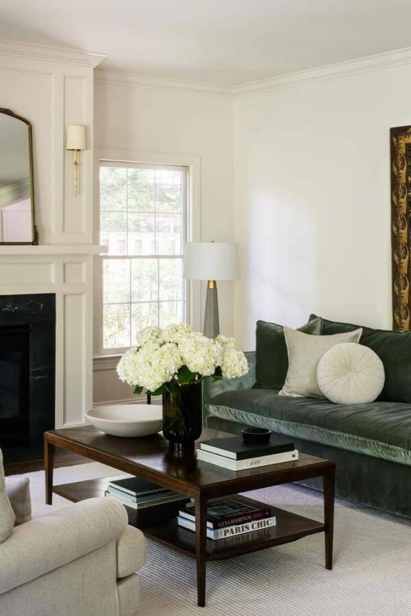 Green Velvet Charm Defines Serenity: elegant living room ideas inspired tranquility.