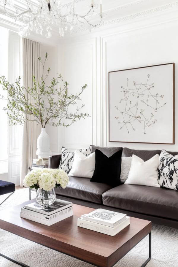 Elegant living room ideas embrace artful harmony with tasteful furnishings.