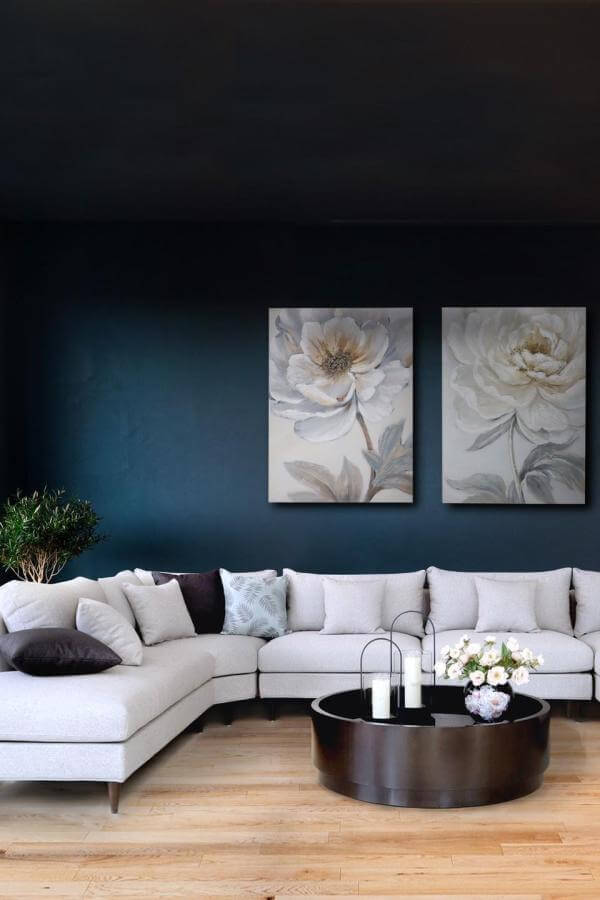 Floral artistry enhances elegant living room ideas with stunning decor.