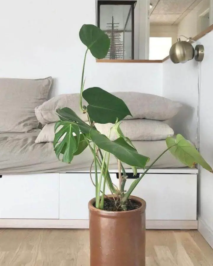 White and wood minimalist Ikea Nordli drawers bench with linen cushions from Houszed modern storage seating idea