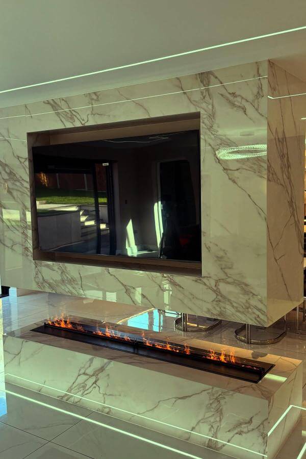 Marble Majesty enhancing every hearth; elegant media wall ideas showcased.