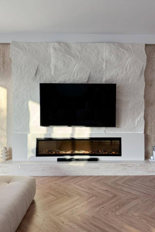 Ethereal Texture Meets Modern Media Wall: innovative media wall ideas.