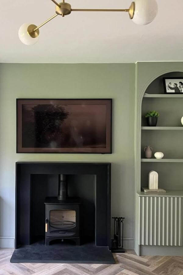 Cozy Chic with Sage Serenity, exploring stylish media wall ideas.