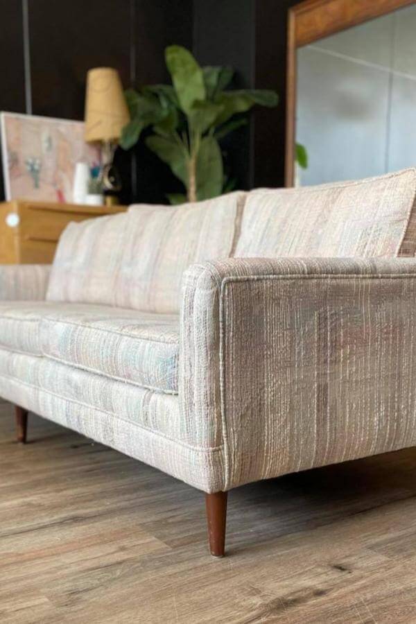 Elegant teal velvet sofa from @retroattics. Perfect blend of chic mid-century vibes with classic upholstery.