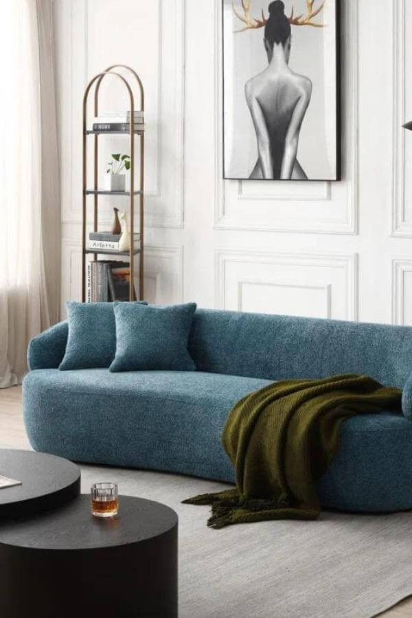 Teal velvet sofa from Wayfair. Adds an artistic flair with modern comfort, embodying mid century modern sofa ideas.