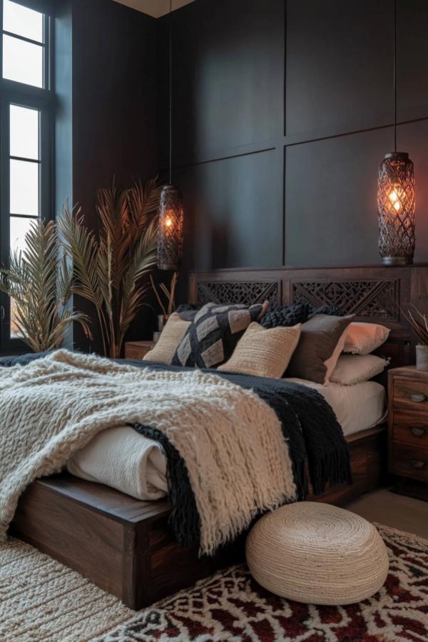 Rustic Allure featuring master moody textures in cozy bedroom ideas.