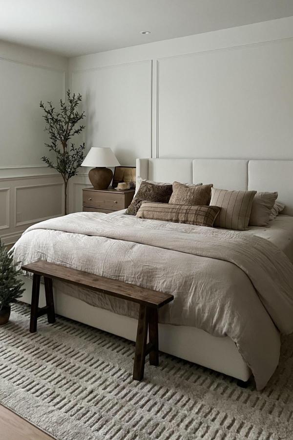 Earthy Serene Retreat showcases moody bedroom ideas with calming textures.