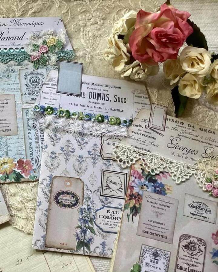 Vintage floral paper crafts for adults with lace trims and pastel hues by @alittlebitgorgeous. Vintage style and delicate embellishments.