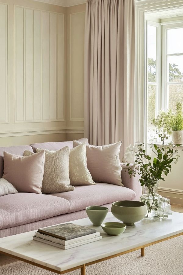 Pastel living room ideas: Soft hues create a tranquil, relaxing atmosphere.