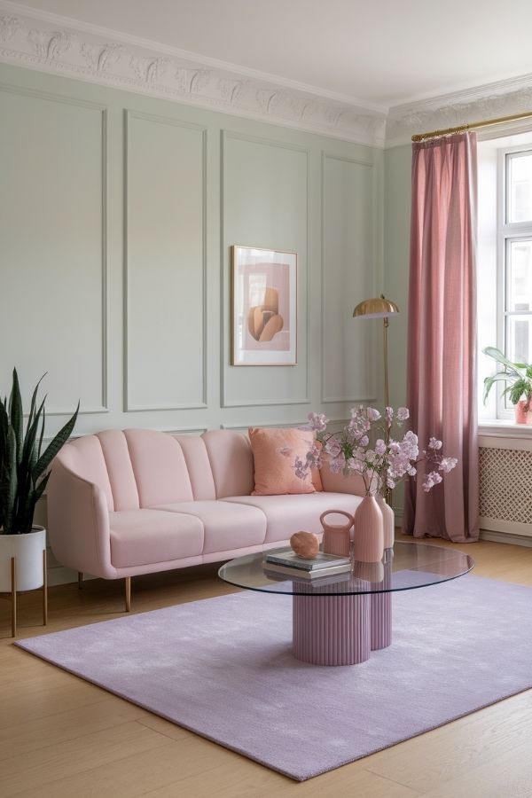 pastel living room ideas Soft hues create a tranquil and inviting atmosphere.