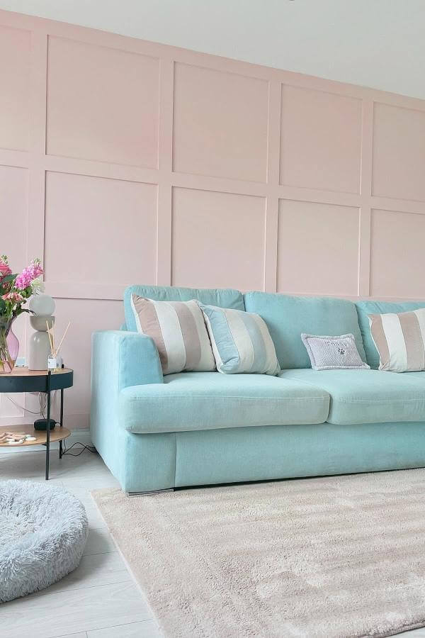 Elegant blush and aqua harmony in sophisticated pink living room ideas.