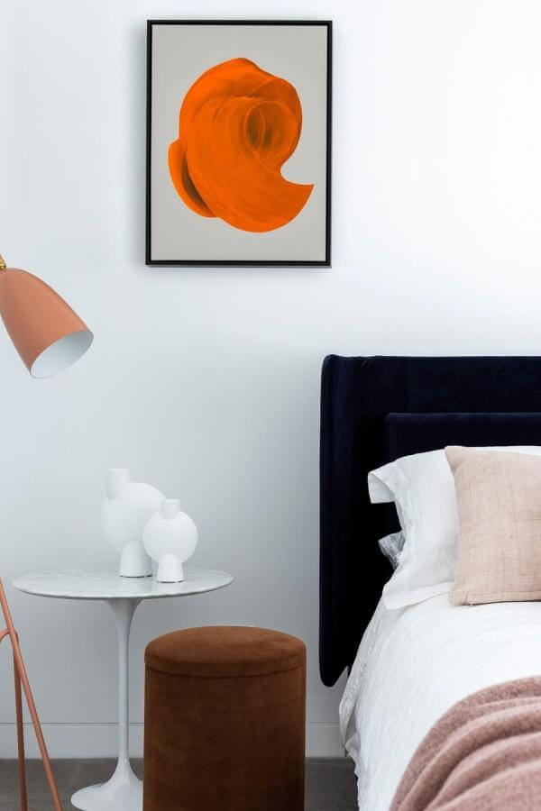 Bold abstract art wallpaper in pink teenage girl bedroom from @studio.lhd, making a modern statement with vibrant colors.