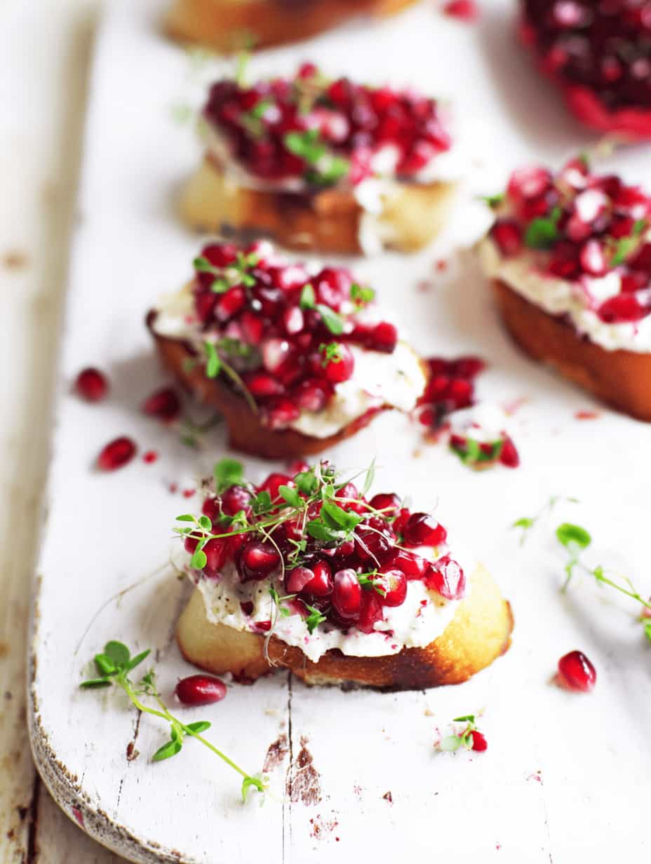 Pomegranate Goat Cheese Crostini