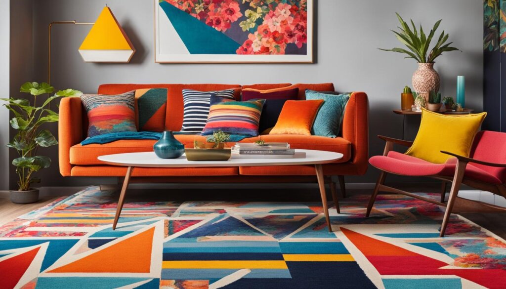 retro patterns in a living room