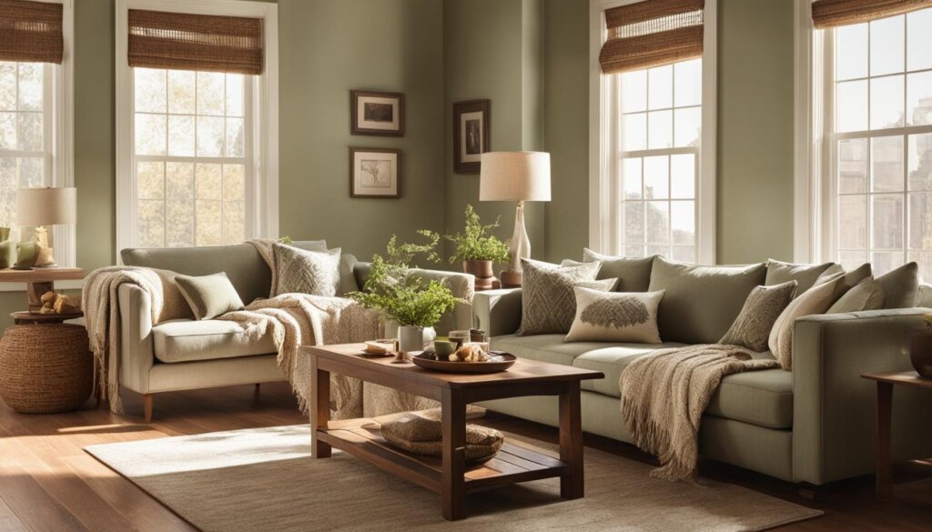 sage green and warm brown